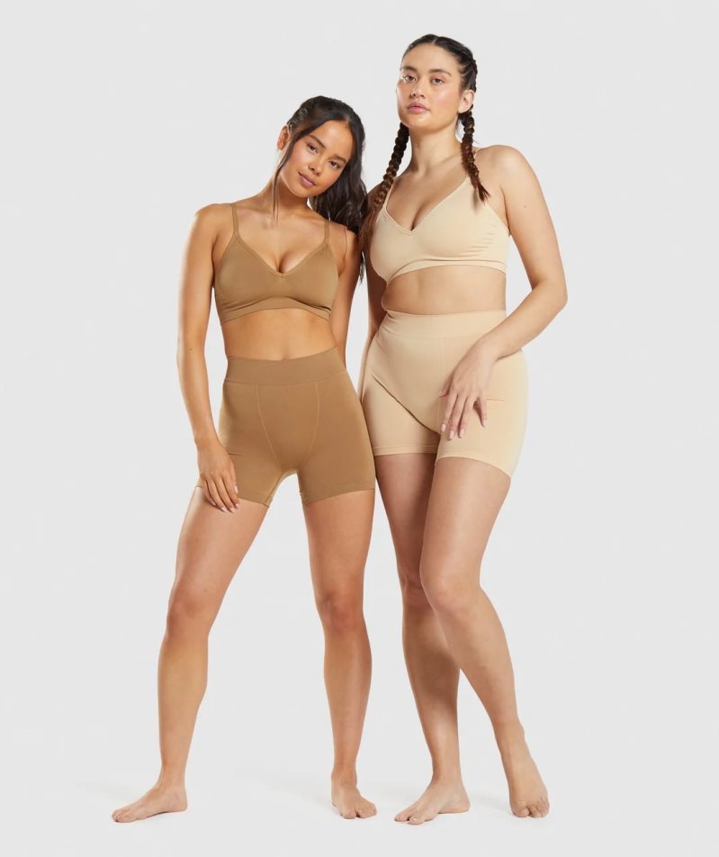 Gymshark Seamless Low Neck Bralette Underkläder Dam Ljusbruna | SE-09714Q
