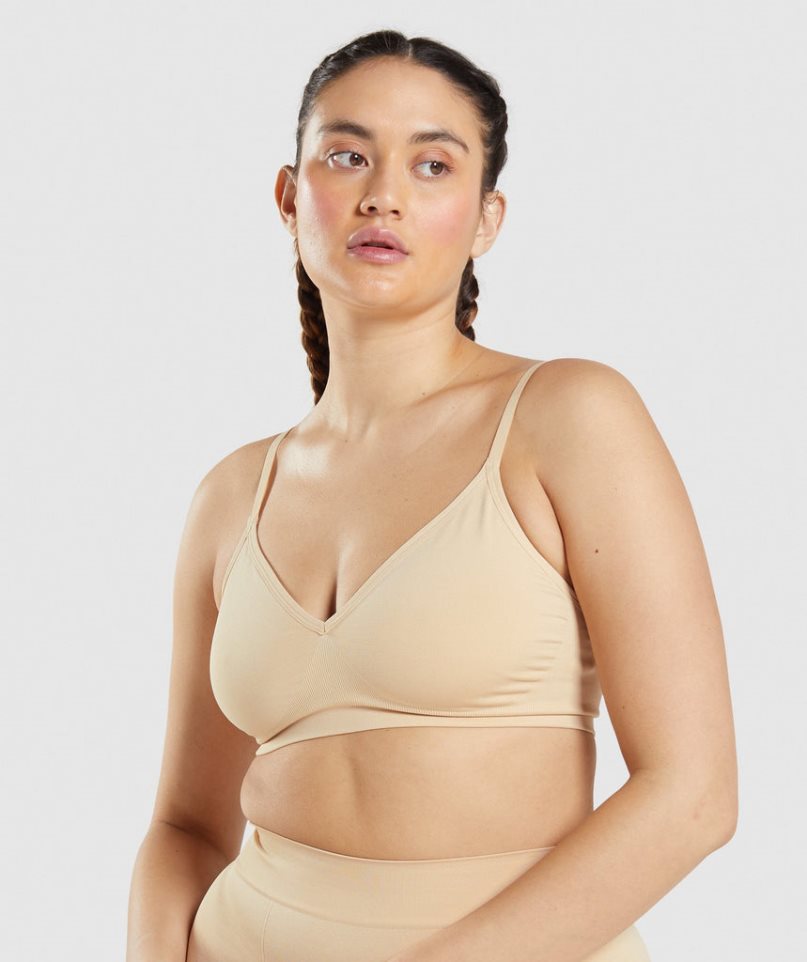 Gymshark Seamless Low Neck Bralette Underkläder Dam Ljusbruna | SE-09714Q