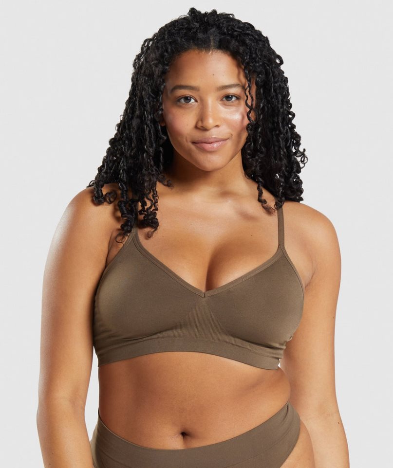 Gymshark Seamless Low Neck Bralette Underkläder Dam Bruna | SE-54096T
