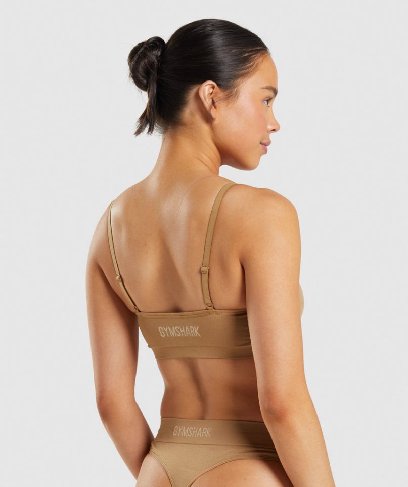 Gymshark Seamless Scoop Neck Bralette Underkläder Dam Ljusbruna | SE-59831Q