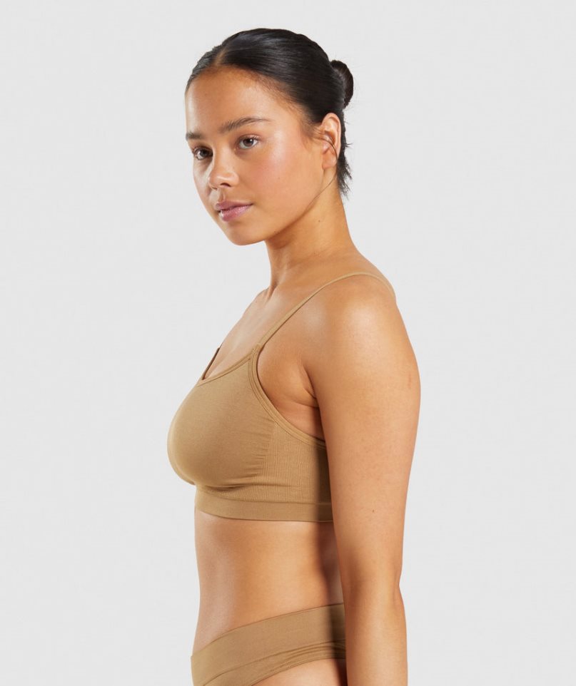 Gymshark Seamless Scoop Neck Bralette Underkläder Dam Ljusbruna | SE-59831Q