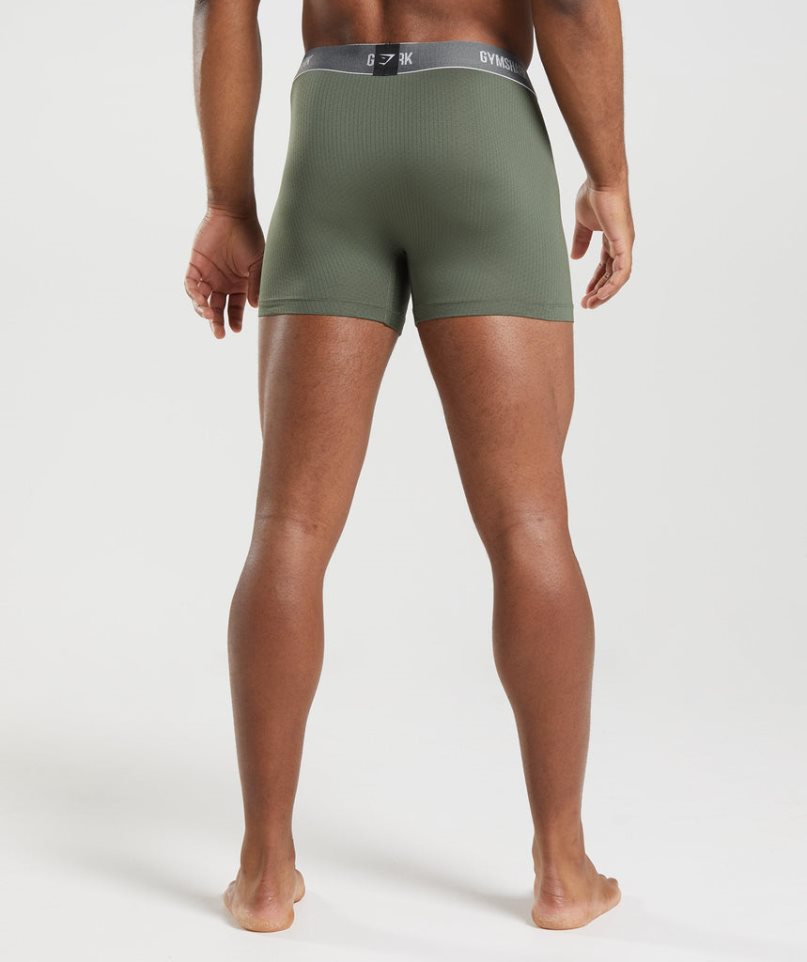 Gymshark Sports Tech Boxers 2pk Underkläder Herr Svarta Olivgröna | SE-14098E