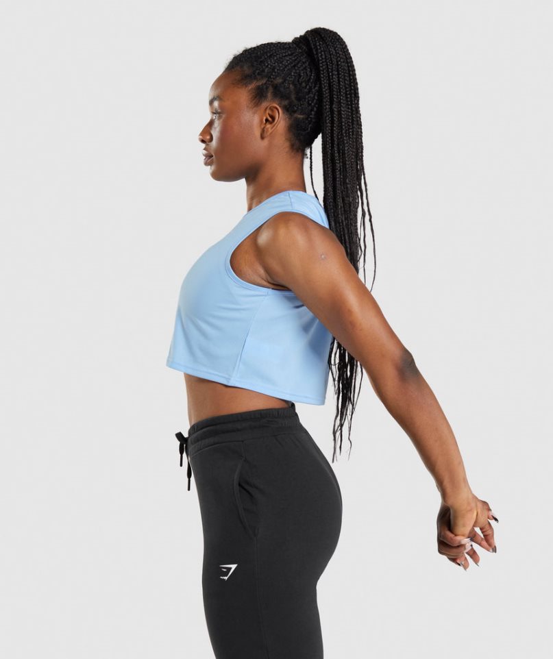 Gymshark Tränings Crop Linnen Dam Blå | SE-96157B