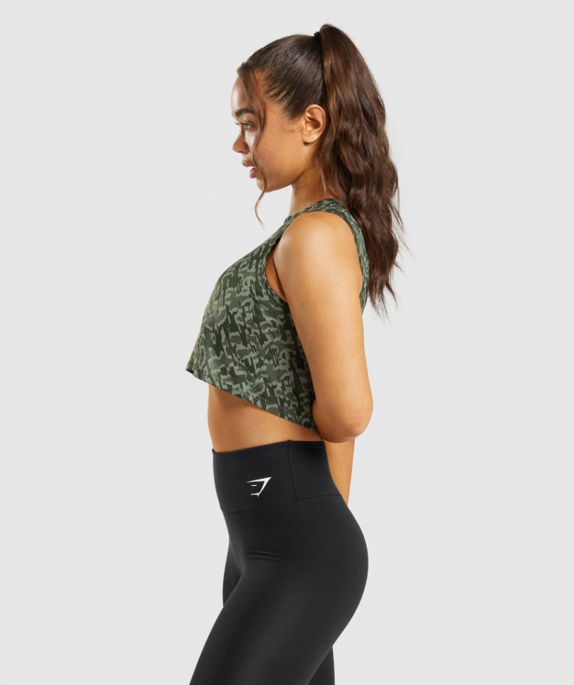 Gymshark Tränings Crop Linnen Dam Gröna | SE-67813L