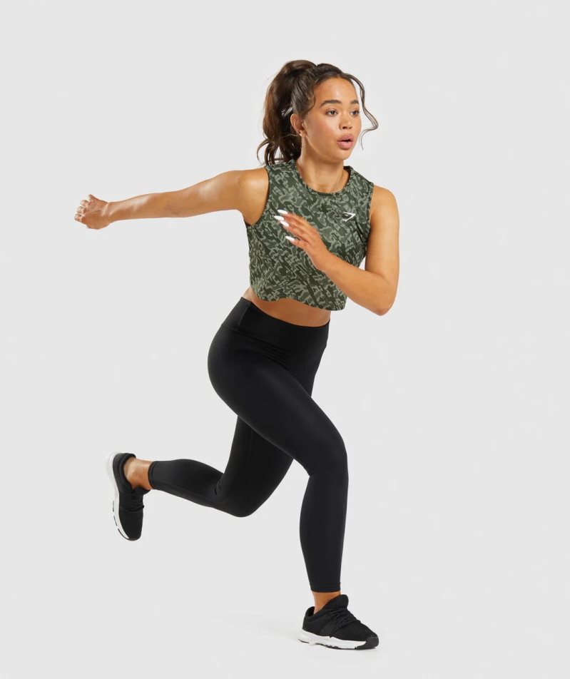 Gymshark Tränings Crop Linnen Dam Gröna | SE-67813L