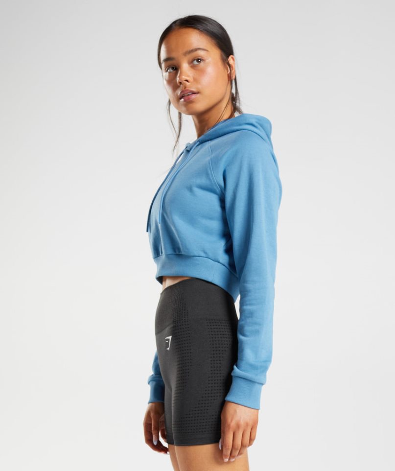 Gymshark Tränings Cropped Hoodie Dam Blå | SE-06729W