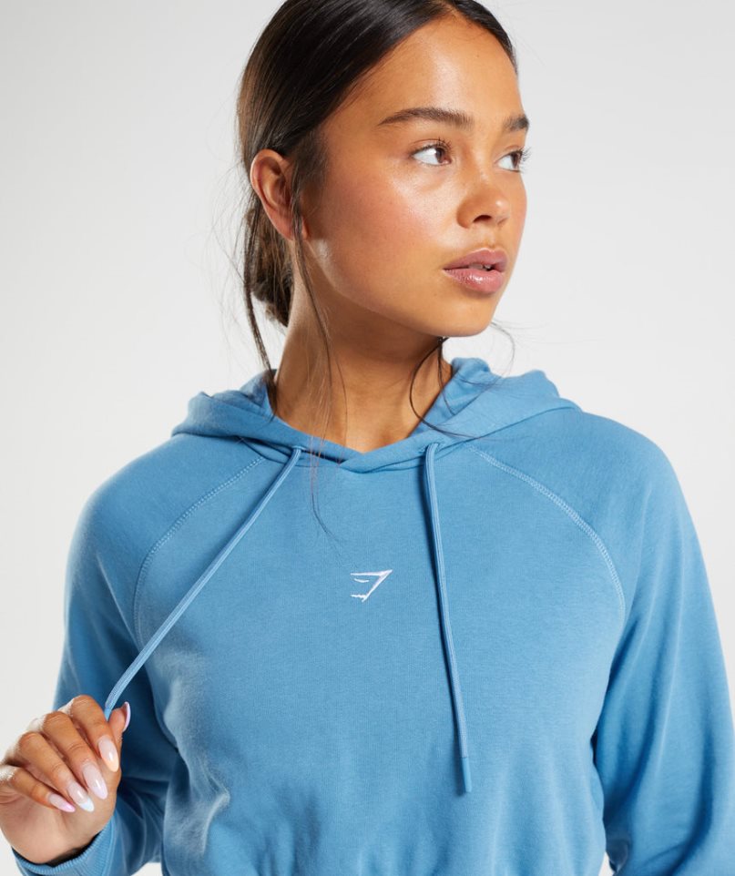Gymshark Tränings Cropped Hoodie Dam Blå | SE-06729W