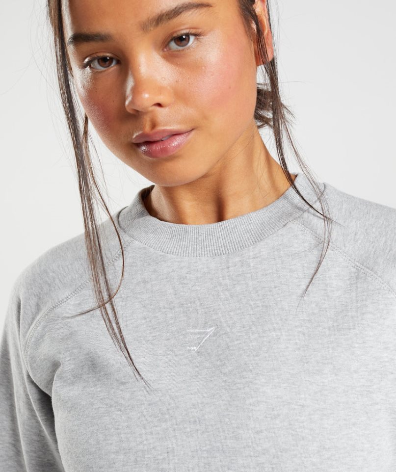 Gymshark Tränings Cropped Tröjor Dam Ljusgrå | SE-54793B