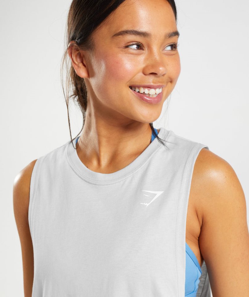 Gymshark Tränings Drop Arm Linnen Dam Ljusgrå | SE-80167N