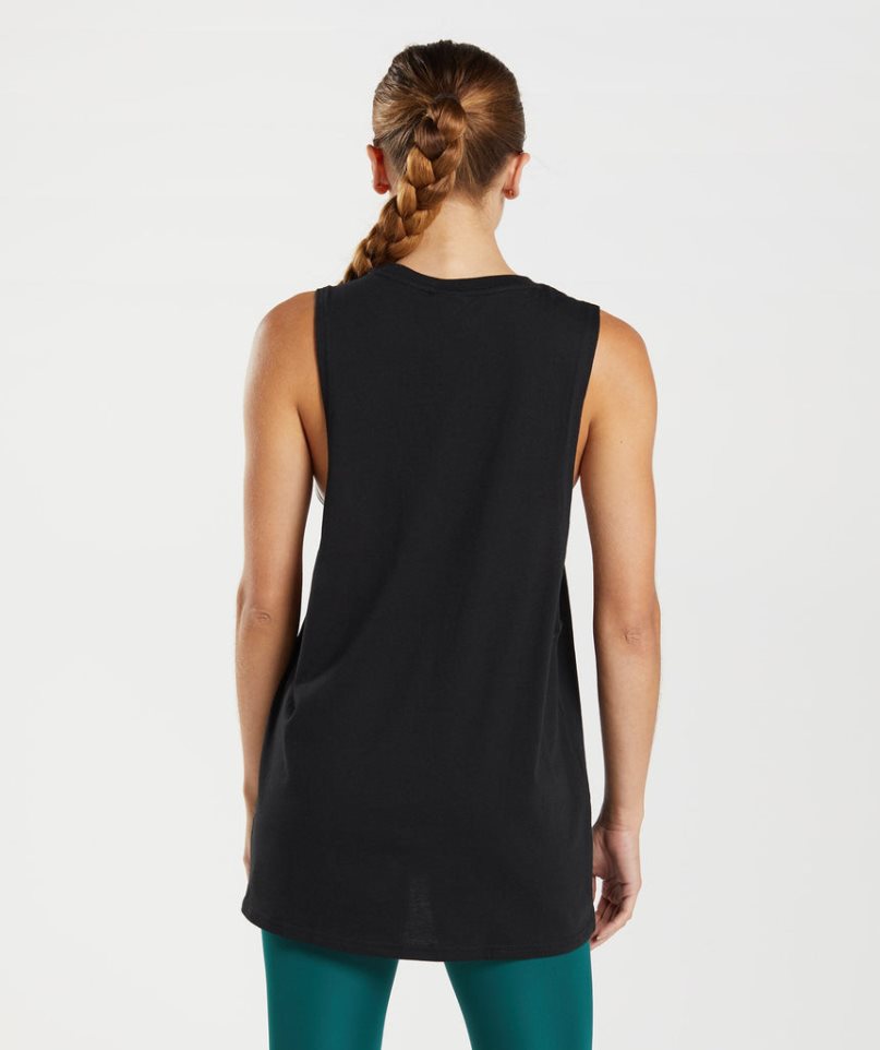 Gymshark Tränings Drop Arm Linnen Dam Svarta | SE-50782D