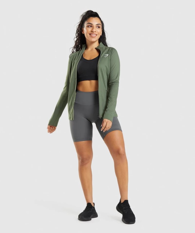 Gymshark Tränings Jacka Dam Olivgröna | SE-85631M