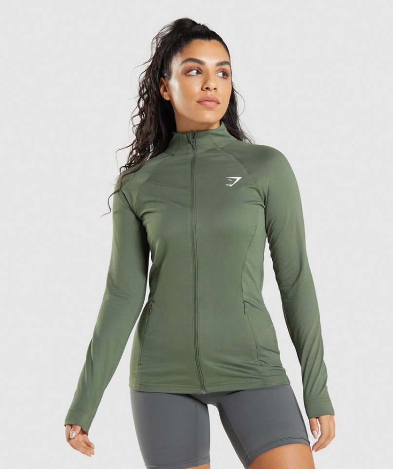 Gymshark Tränings Jacka Dam Olivgröna | SE-85631M