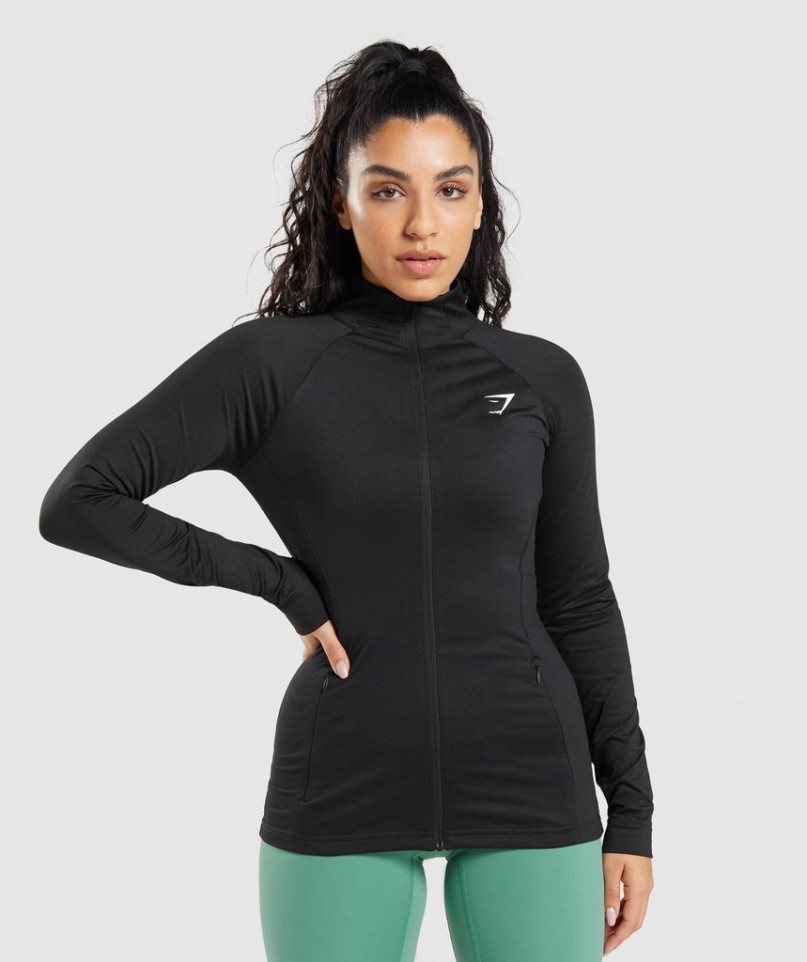 Gymshark Tränings Jacka Dam Svarta | SE-01269O