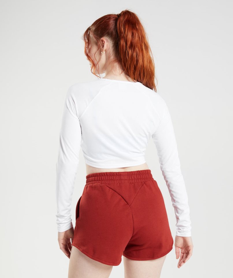 Gymshark Tränings Long Sleeve Beskurna Toppar Dam Vita | SE-31705J
