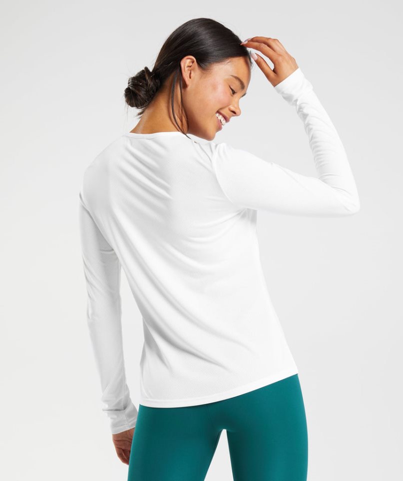Gymshark Tränings Long Sleeve Top T-shirt Dam Vita | SE-90614W