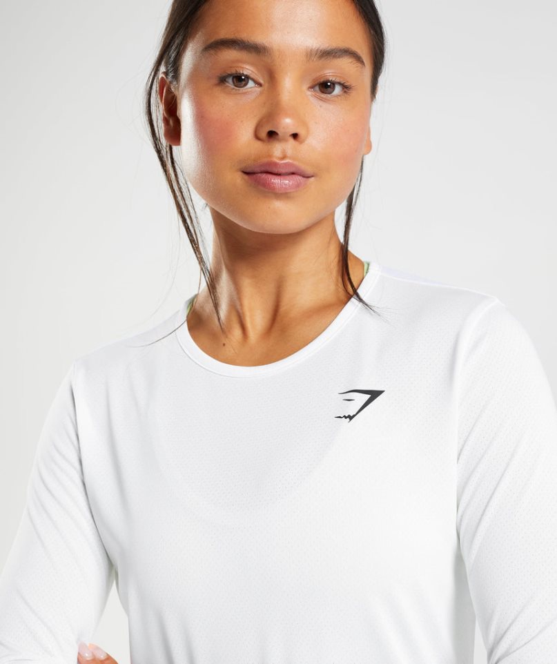 Gymshark Tränings Long Sleeve Top T-shirt Dam Vita | SE-90614W