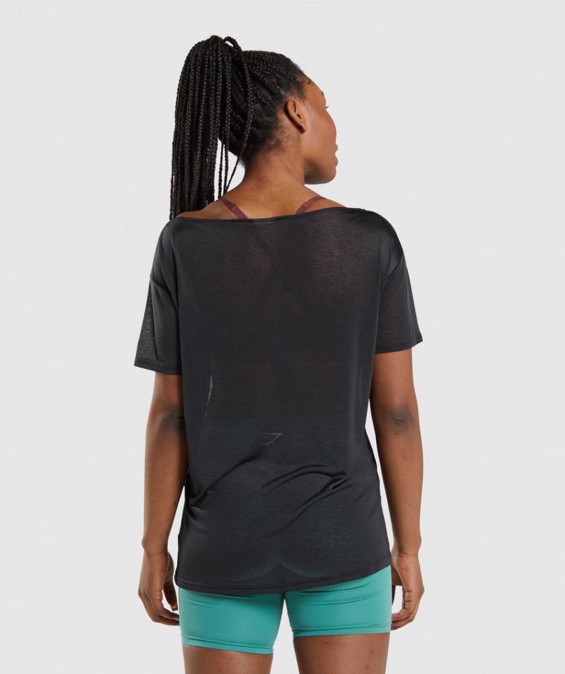 Gymshark Tränings Oversized Top T-shirt Dam Svarta | SE-76354J