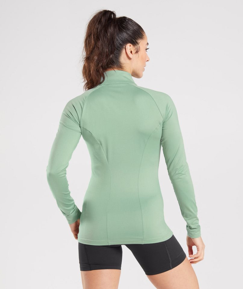 Gymshark Tränings Zip Up Jacka Dam Gröna | SE-82714A