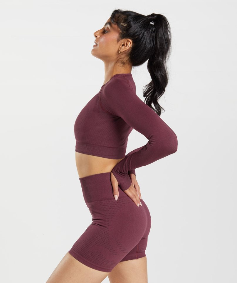 Gymshark Vital Seamless 2.0 Beskurna Toppar Dam Vinröda | SE-06137X