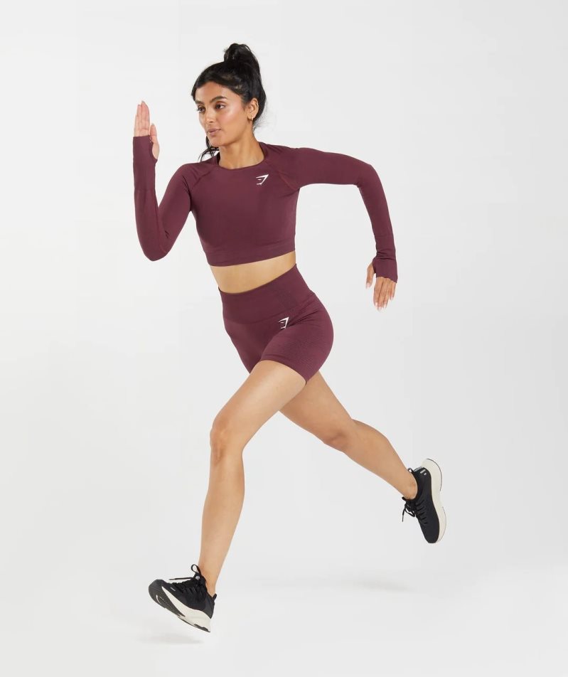 Gymshark Vital Seamless 2.0 Beskurna Toppar Dam Vinröda | SE-06137X