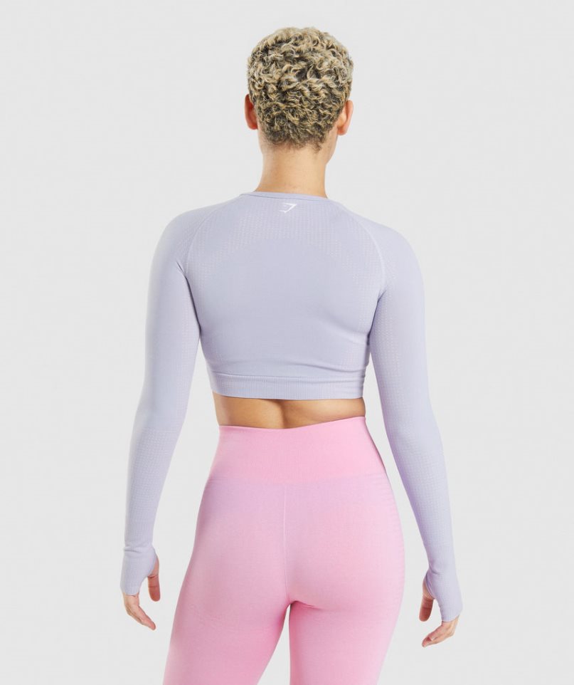 Gymshark Vital Seamless 2.0 Beskurna Toppar Dam Ljusblå | SE-56937F
