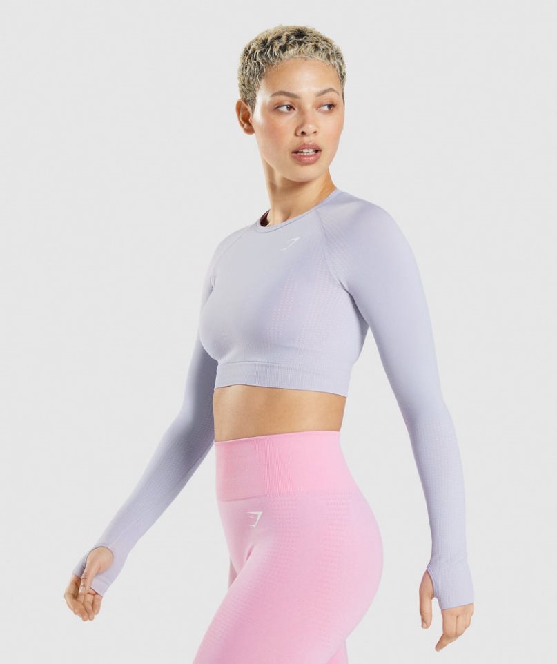 Gymshark Vital Seamless 2.0 Beskurna Toppar Dam Ljusblå | SE-56937F