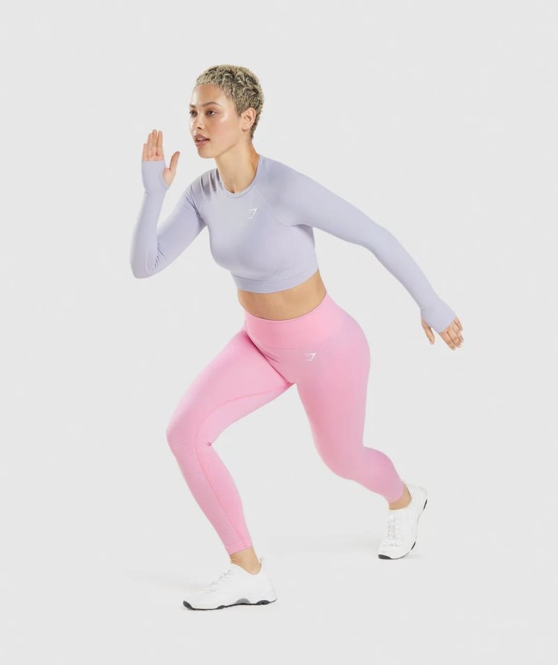 Gymshark Vital Seamless 2.0 Beskurna Toppar Dam Ljusblå | SE-56937F