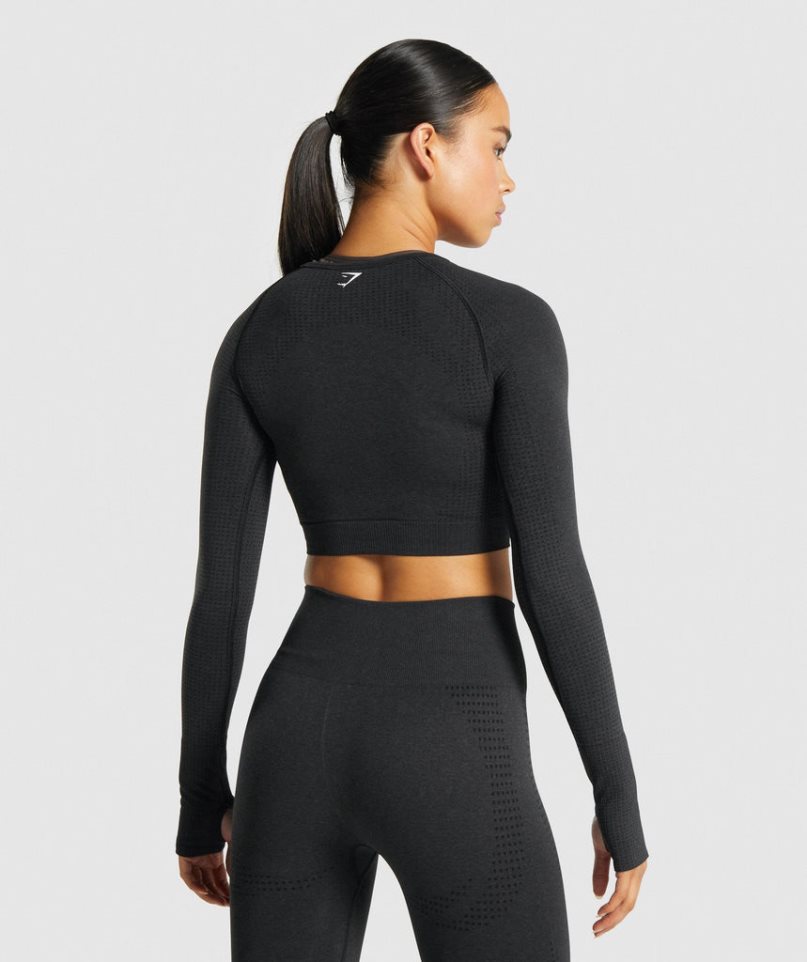 Gymshark Vital Seamless 2.0 Long Sleeve Beskurna Toppar Dam Svarta | SE-04891A