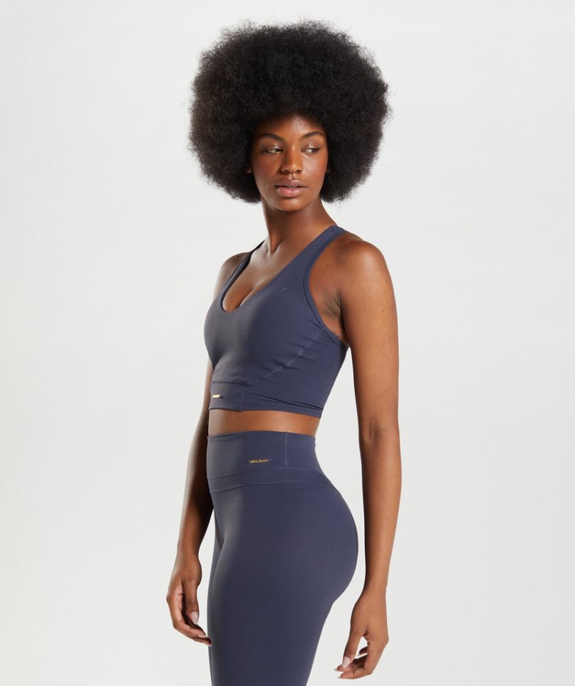 Gymshark Whitney Crop Linnen Dam Marinblå | SE-39250K