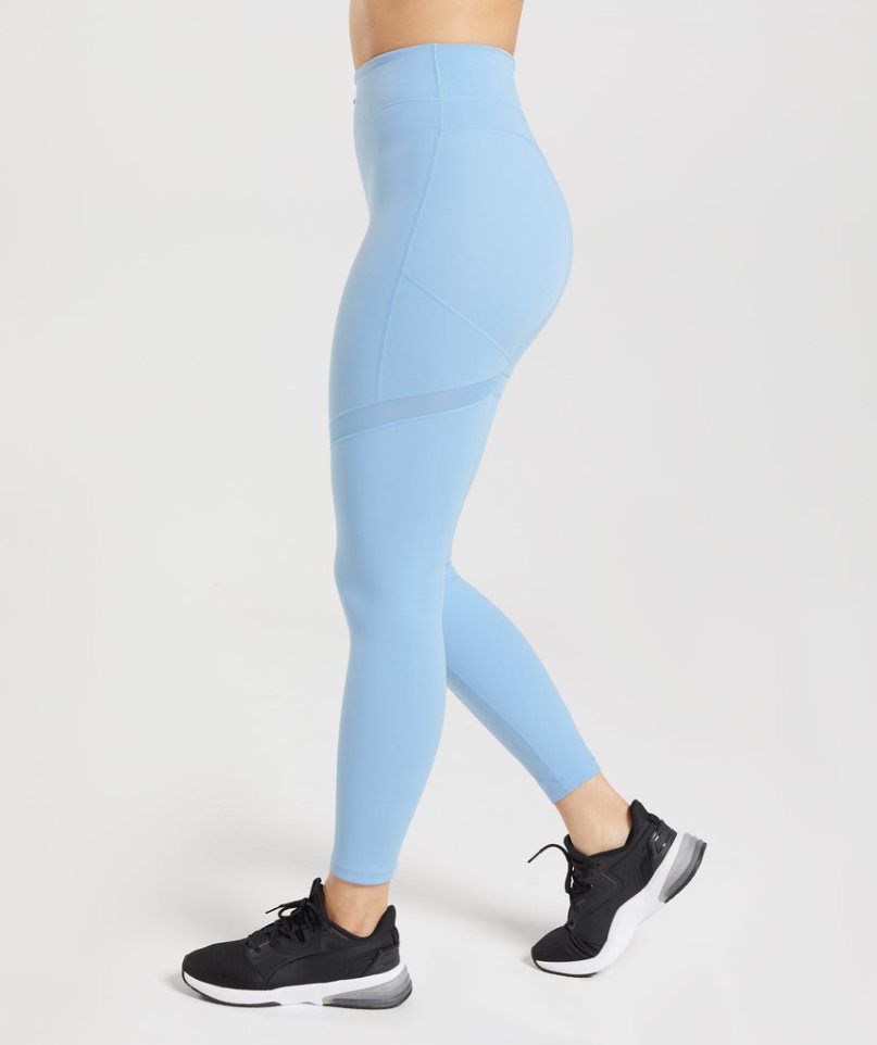 Gymshark Whitney Mesh Leggings Dam Ljusblå | SE-06972E