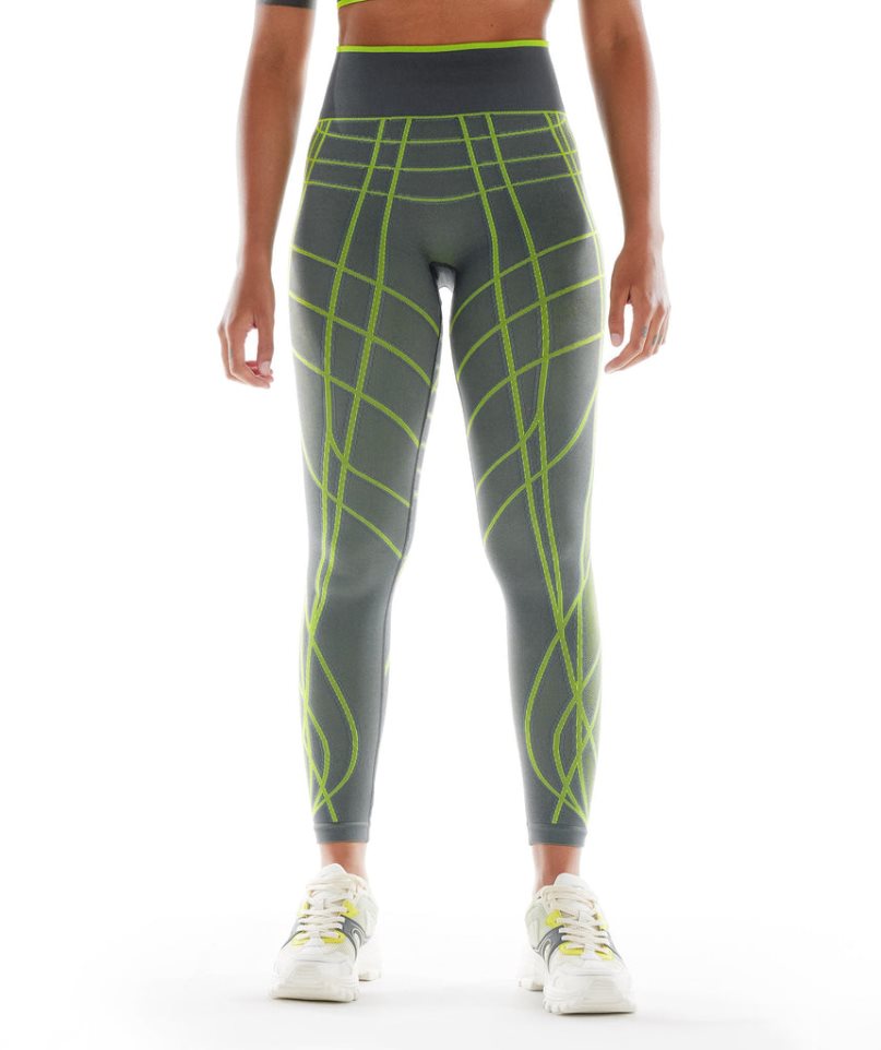 Gymshark Wtflex Linear Seamless Leggings Dam Gröna | SE-04791Q